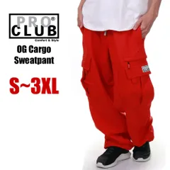 【新品・未使用】【レッド／赤】プロクラブ スウェット カーゴパンツ メンズ レディース キッズ 大きいサイズ PRO CLUB カーゴ スウェットパンツ パンツ ワイド 無地 厚手 太め ゆったり USA ブランド スポーツ ダンス 衣装 51pc0401