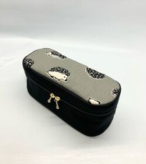 ミナペルホネン/②スワン 白鳥/牛革グレーバニティ化粧ポーチ/ミラー