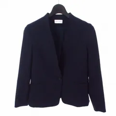 プラステ PLST ブラッシュドバック ノーカラージャケット ブレザー S ネイビー 紺 12-1404007