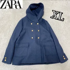極美品ZARA ピーコート フード 金ボタン Aライン ダブルボタン 黒  アウター