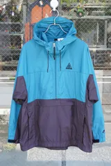 【90s】NIKE ACG ナイロンアノラックジャケット L ターコイズ×ダークトーン ポケッタブル仕様