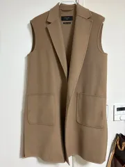 【未使用級/M】マックスマーラ ロングベスト ジレ ストレッチ ベージュ系 未使用級/M】マックスマーラ ロングベスト ジレ ストレッチ ベージュ系