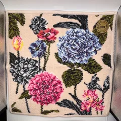 6680　FEILER フェイラー　タオル　ハンカチ　きれいめ　上品　シュニール織り　レディース ベージュ系 花柄 フラワー