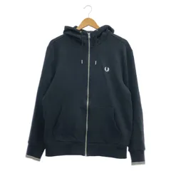 【中古】FRED PERRY ワンポイントロゴ ジップパーカー サイズL 黒[91]