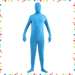 【特価セール】全身タイツ コスプレ 仮装 顔出し - コスチューム ストレッチ 伸縮 ハロウィン 変装 学園祭 文化祭(スカイブルー覆面 XL)