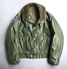 【GERBER】60s～70s ビンテージ 襟ボア ポリスマンジャケット 薄中綿キルティング 希少ワッペン付き オリーブグリーン