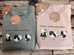 送料無料！ゆったりサイズ！あったか裏起毛 レディース可愛いプリントトレーナー上下セット【パンダ】(画像から)１組