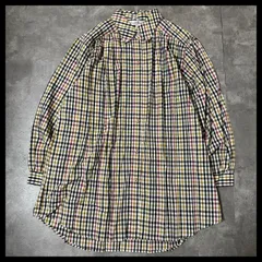 Rose Fashion チェック柄 ロングシャツ チュニック丈  L 前開き 長袖 配色チェック 古着