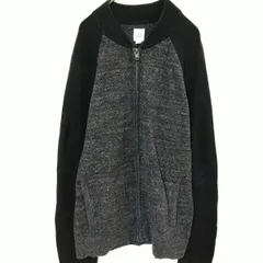 ギャップ　ジップアップジャケット　メンズL　黒色　グレー色　バイカラー　杢柄