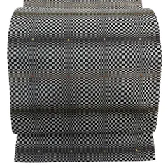 【美品】 袋帯 名品 格子 幾何学模様 黒灰 全通 正絹 【中古】