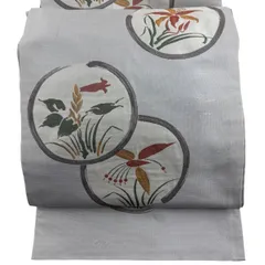 な*ょ様 鳥獣戯画　木屋太　袋帯 39800→23000 洒落袋帯 木屋太 西陣 今河織物 市松に孔雀・立木模様 送料無料 中古