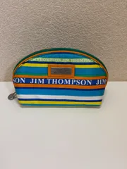 タイシルクの至宝！ジムトンプソン（Jim Thompson）ストライプポーチ 未使用品 【クーポン利用で、10%OFF＜割引上限500円＞】