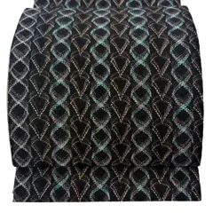 【美品】 袋帯 秀品 幾何学模様 金銀糸 黒 全通 正絹 【中古】