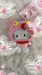 新品 ピンク 猫 hello kitty(ハローキティ) ニット帽 hello kitty(ハローキティ) キーホルダー