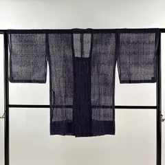 【美品】 道行 身丈90cm 裄丈65cm M 和装コート 角衿 格子 紫 正絹 秀品 【中古】