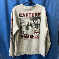 【デザイン】H＆M スウェット　Lサイズ　グレー CAPTURE MOMENTS