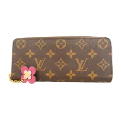 ルイ・ヴィトン(Louis Vuitton) ルイ・ヴィトン 長財布 モノグラム ポルトフォイユクレマンス フラワーチャーム M64201 ブラウン ホットピンクレディース P2035346