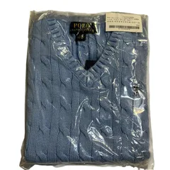 C420 【タグ付き 未使用】 POLO RALPH LAUREN ポロ ラルフローレン ニット ベスト チョッキ Ⅴネック ブルー キッズ 子供服 S