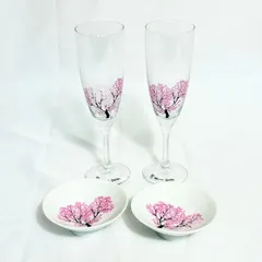 丸モ高木陶器 冷感 シャンパングラス　平盃 ペアセット 冷感桜