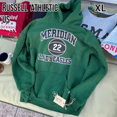 Russell パーカー XL 緑 バスケロゴ LADY EAGLES 極太短丈 ボックス