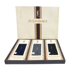 未使用 保管品 イヴサンローラン Yves Saint Laurent 靴下 3足セット 未使用品 25cm マルチカラー メンズ ソックス  服飾小物 紳士用 紳士靴下 ビジネスソックス ワンポイント ネイビー ブラック 黒 紺