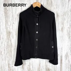 BURBERRY LONDON バーバリーロンドン リブハイネック ウールニット 長袖 カーディガン ブラック 大きいサイズ レディース トップス