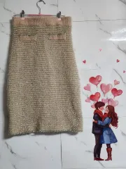 新品 パール ニット ロング丈スカート キラキラしてきれいです。フリーサイズ