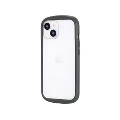 iPhone15 iPhone14 ケース クリア 透明 ダーク グレー ストラップホルダー 付 耐衝撃  無地 保護 スマホ カバー シンプル 軽量   6.1inch  Cleary LN-IM23P 【ゆうパケットにて発送】【10日以内発送】