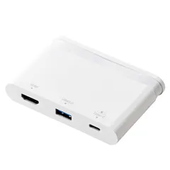 エレコム ドッキングステーション USB-C ハブ PD対応【充電&データ転送用Type-C/USB3.0/HDMI】ケーブル収納 ホワイト DST-C06WH [ホワイト] [HDMIタイプ]