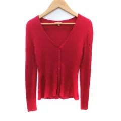 トッカ TOCCA カーディガン ミドル丈 Vネック XS 小さいサイズ マゼンタ /SM16