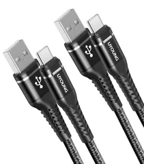 USB C 充電ケーブル 2M Type C コード 2本 ナイロン編み 60W 3A高速充電 データ転送 USBC急速充電コード iPhone17/16/15 Samsung iPad Pixel 家族用 ブラック