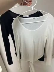 基本 長袖 Tシャツ 白/黒 セット