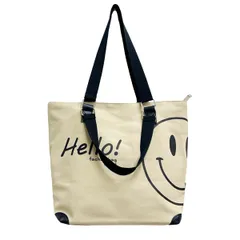 トートバッグ レディース キャンバス ハンドバッグ 大きめ かわいい 大容量 手提げ 帆布 バッグ おしゃれ 軽い スマイルビッグトート