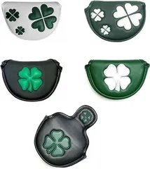 ゴルフ ヘッドカバー パターカバー オデッセイに対応 レッド小型マレットタイプ対応 マグネット付け クローバー模様