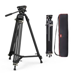 SmallRig 186cm Large Professional Video Tripod, 8kg Weight Capacity, 75mm Bowl Fluid Head, 3-Level Angle Adjustment, Aluminum Construction, Lever Lock, Compatible with DSLR, SLR, Digital Camera, DV, and Camcorders (Product Code: 3751Bm)