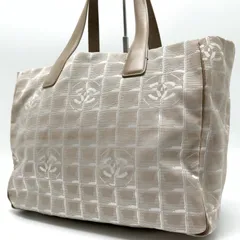 美品 CHANEL シャネル ニュートラベルライン ハンドバッグ トート 肩掛け シルバー金具 シール有り ココマーク ホワイト ナイロン レザー メンス レディース ユニセックス