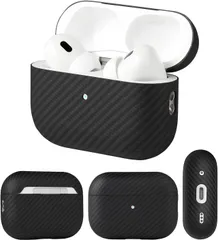 AirPods Pro2 (第2世代) 専用 純度99%カーボン 保護ケース ブラック 「WORLD GADGETS」 MagSafe対応 ワイヤレス充電可能 LEDライトが見える 対衝撃 わずか0.6mmの [第2世代AirPods Pro用マットブラック]
