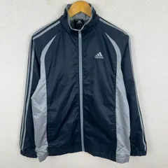 adidas アディダス ウィンドブレーカー フルジップ ロゴ刺繍 ブラック  メンズ 古着 スポーツMIX ストリート
