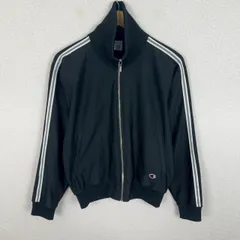Champion チャンピオン トラックジャケット ロゴ刺繍 ストライプ ブラック Mサイズ メンズ 古着 ストリート スポーツMIX