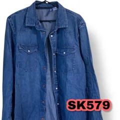 H&M（エイチアンドエム）デニムワイドシャツ インディゴブルー色 Ｍサイズ メンズトップス　管理SK579