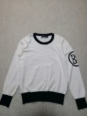 L) G FORE 白/黒 長袖 リー ウール ニット