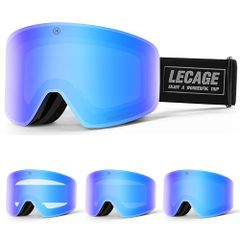 LECAGE Photochromic Ski Goggles, Auto-Dimming, UV Protection, Helmet Compatible, Lightweight, Breathable, Impact Resistant, Color-Changing Mirror Lenses, Comfortable Fit for Day and Night Use, Snowboard Goggles, Unisex