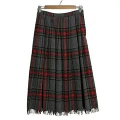Mademoiselle NON NON(マドモアゼルノンノン) ロングスカート サイズM レディース - グレー×レッド×マルチ チェック柄/フリンジ