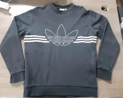 アディダス ブラック ビックロゴ トレフォイル スウェット XL