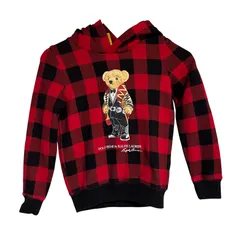 C420 POLO RALPH LAUREN ポロ ラルフローレン パーカー ホリデーコレクション ベア 赤 チェック パーカー ボーイズ ガールズ 6X