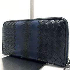 SERAPIAN モノグラムラウンドジップ長財布　美品　セラピアン SERAPIANセラピアン新品ラウンドジップ長財布 107800円ネイビー 伊製