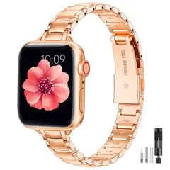 新品 [MioHHR] 超細おしゃれな 対応アップルウォッチ バンド レディース 42mm (Series 10/11) 41mm 40mm 38mm、シンプルで上品、簡単な調整、コンパチブル Apple Watch バンド ステンレス、対応 Apple Wa