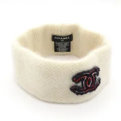 CHANEL(シャネル) アクセサリー美品  - ウール アイボリー×レッド×ダークネイビー ヘアバンド
