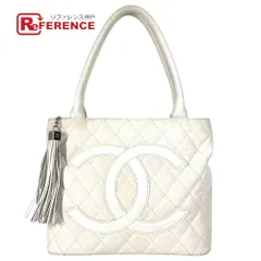 CHANEL シャネル ショルダーバッグ 復刻トート フリンジ タッセル レザー/キャンバス ホワイト