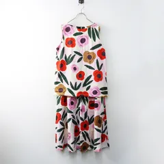 ユニクロ マリメッコ UNIQLO marimekko フラワープリント 上下セットアップ トップス スカート サイズL ピンク┃花柄【2400014761689】